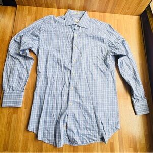Peter Millar blue  plaid dress shirt size medium